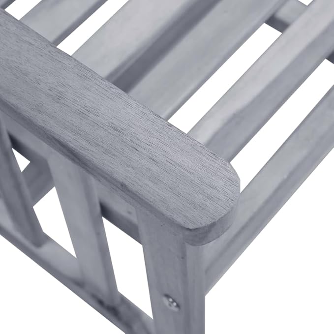vidaXL Solid Acacia Wood Patio Chairs with Tea Table and Cushions - Outdoor Furniture Bistro Garden Set, Gray/Taupe - Photo 4