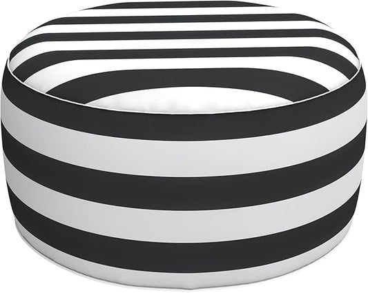 LVTXIII Inflatable Stool Ottoman Footrest with Handle, All Weather Footrest Seat, Indoor or Outdoor Pouf for Home Patio Garden and Camping Use, D31 xH14, Large Round, Cabana Black