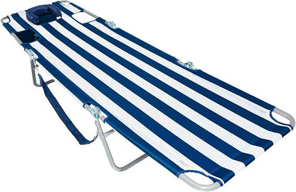 Ostrich Chaise Lounge Folding Portable Sunbathing Beach Chair, Striped (2 Pack)