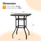 VINGLI 32" Outdoor Patio Bar Height Table, Square Tempered Glass Metal Table for Patio, Backyard - Photo 3
