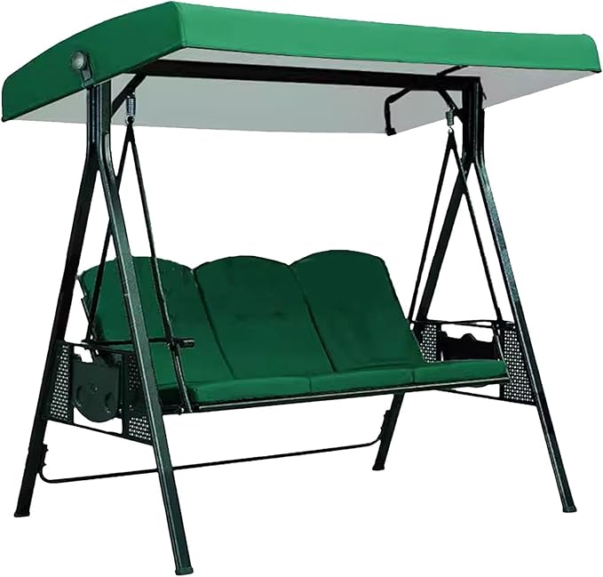 3 Seat Patio Swing Canopy Replacement 75" x 47", Heavy Duty Waterproof Outdoor Swing Cover with UV Protection for Porch Garden Backyard Bench Swing (Green)