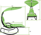 Outdoor Hammock Rocking Chaise Lounge Swing Chair, with Stand and Canopy, Porch Swing w/Soft Cushion Removable Headrest - Photo 2