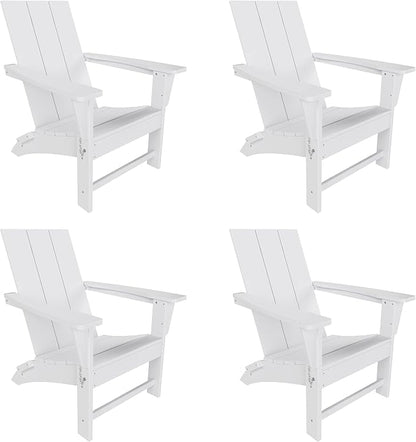 WestinTrends Ashore Modern Outdoor Folding Adirondack Chair (Set of 4), White