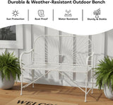 XBrand 44" L Iron Sun-Patterned Seat for Two, Patio & Porch Furniture for Park, Yard, Lawn, Balcony, Backyard – White - Photo 8