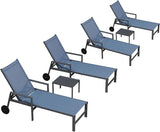 PURPLE LEAF Patio Chaise Lounge Set for 4 Outdoor Pool Lounge Chairs with Armrest and Adjustable Backrest Aluminum - Photo 1