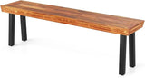 RELAX4LIFE 60’’ Outdoor Bench Acacia Wood, 3-Person Backless Patio Benches with Heavy Duty Metal Frame - Photo 1