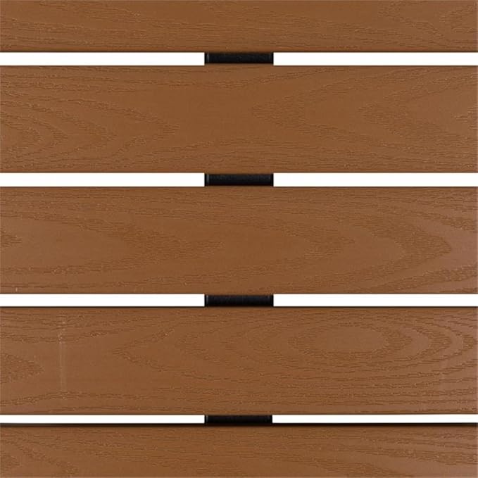 BOWERY HILL 30" Square Patio Dining Table, Faux Teak Poly Slats, Black Powder Coated Steel Frame, Weather and Rust Resistant, Modern Outdoor Table for Yard, Patio, Deck or Poolside Use
