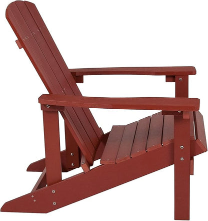 Flash Furniture Charlestown Commercial Grade Indoor/Outdoor Adirondack Chair, Weather Resistant Durable Poly Resin Deck and Patio Seating, Red