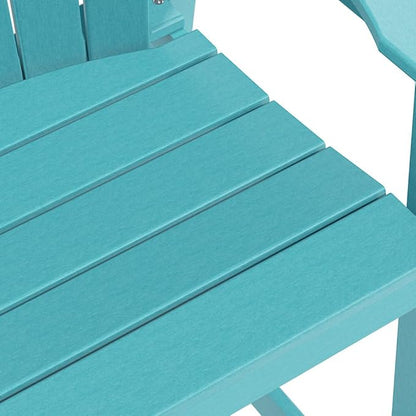 Outdoor Tall Adirondack Chair, Weather Resistant Poly Balcony Chair, HDPE Outdoor Chair for Garden, Backyard, Poolside, Capacity 400LBS (1 PC, Aqua Blue)
