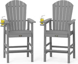 VINGLI Tall Adirondack Chairs Set of 2, All-Weather Plastic Adirondack Chair with Cup Holders - Photo 1