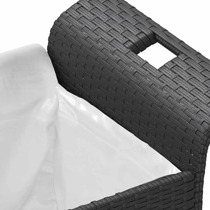 Garden Bench Black Polyethylene Rattan Look, Outdoor Storage Deck Box, Weatherproof Patio Furniture for 2 People, 45.7x45.7x22.4 in, Modern Design Patio Bench