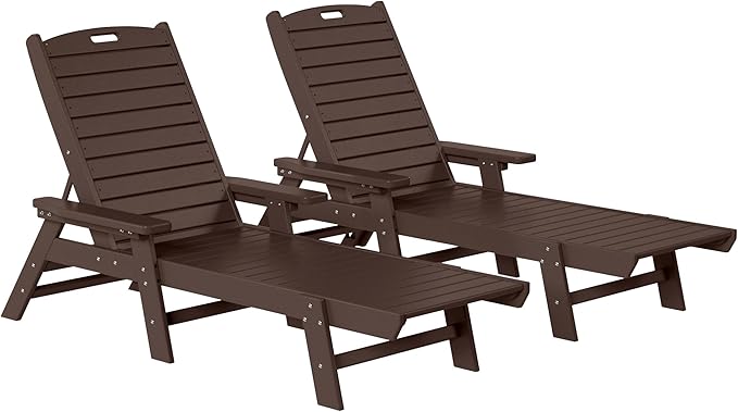 WestinTrends Malibu Poly Reclining Chaise Lounge (Set of 2) Dark Brown