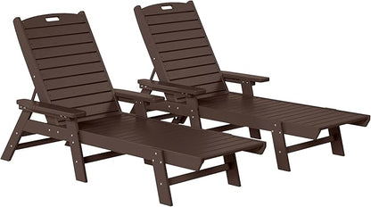 WestinTrends Malibu Poly Reclining Chaise Lounge (Set of 2) Dark Brown
