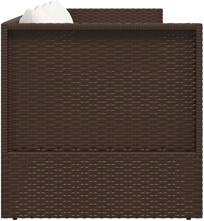Brown PE Rattan Foldable Cushioned Sun Lounger with 4 Pillows, 7-Level Adjustable Backrest for Patio Garden Poolside - Photo 7