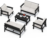 SERWALL HDPE Patio Furniture Set, 5 Piece All Weather Wood-Like Sectional Outdoor Furniture Set - Photo 1