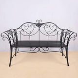 Garden Benches for Outdoors, Metal Garden Benches with Floral Design Backrest, Easy Assembly, for Porch, Yard, Lawn - Photo 1