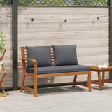Solid Acacia Wood Garden Bench Dark Grey Medium Size 2-Seater Outdoor Patio Seating Furniture with Cushions Rustic - Photo 2