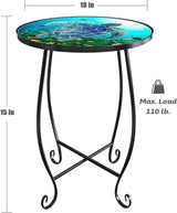 2-Pack 15 Inch Tall Mosaic Patio Side Tables Style, Metal Folding Turtle Table Set - Photo 2