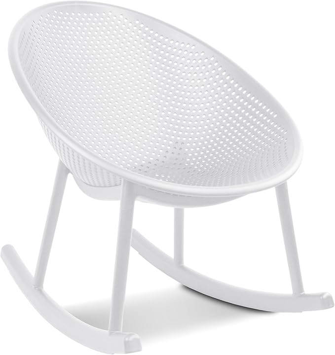 2xhome Set of 2 Patio Rocking Chairs | Oval Egg Shaped Lounge Rocker | All Weather Plastic | Modern Accent Side Chair for Indoor or Outdoor Use, White
