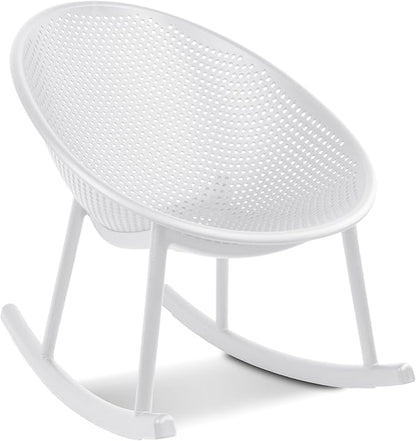 2xhome Patio Rocking Chair | Oval Egg Shaped Lounge Rocker | All Weather Plastic | Modern Accent Side Chair for Indoor or Outdoor Use, White, Single, Set of 1