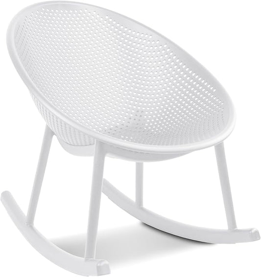 2xhome Patio Rocking Chair | Oval Egg Shaped Lounge Rocker | All Weather Plastic | Modern Accent Side Chair for Indoor or Outdoor Use, White, Single, Set of 1