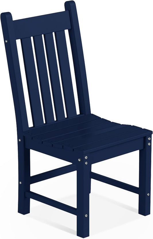 Costaelm Armless Outdoor Chair, Patio Adirondack Chair, HDPE Poly Lumber Waterproof Restaurant Bistro Kitchen Dining Chair for Outside Porch Backyard Garden, Navy Blue