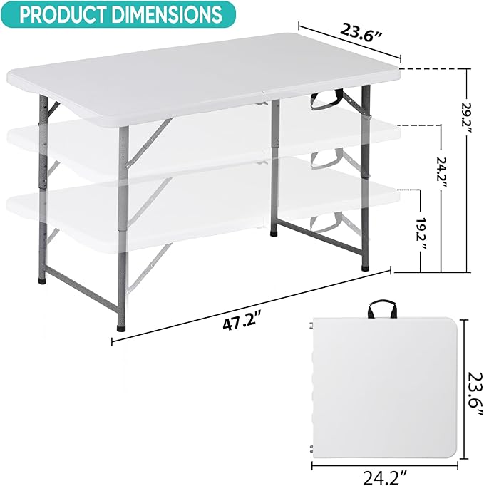 SUPER DEAL Portable 4 Foot Plastic Folding Table - Photo 2