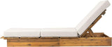 Christopher Knight Home Bard Patio Chaise Lounge Chair Outdoor, Acacia Wood Poolside Sun Lounger with 3-Folds Cushion - Photo 6