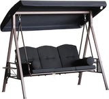 Outsunny 3-Seat Patio Swing Chair, Outdoor Porch Swing Glider with Adjustable Canopy, Removable Cushion - Photo 1