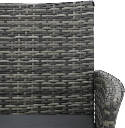 vidaXL Modern 2-Seater Patio Sofa with Tea Table - Weather-Resistant & Lightweight - Poly Rattan Outdoor Furniture Set - Anthracite