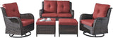 Rilyson Wicker Patio Furniture Set - 5 Piece Rattan Outdoor Sectional Conversation Sets with 2 Rocking Swivel Chairs - Photo 1