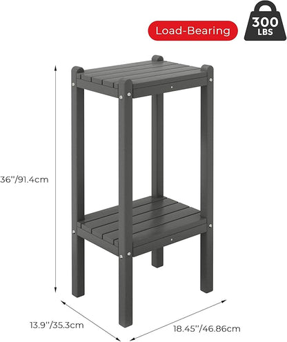 Costaelm Outdoor Side Table, 2-Tier Small Patio Coffee Tables for Outside, Outdoor End Tables for Patio, Adirondack Side Table for Outside, Outside Table for Pool, Porch, Garden, Gray
