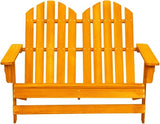 Orange Solid Fir Wood Large Durable 2-Seater Adirondack Chair for Outdoor Patio Garden Rustic Comfortable Ergonomic - Photo 3