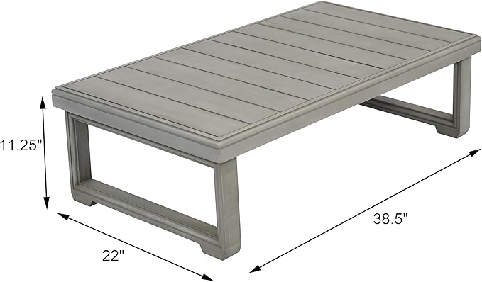 Christopher Knight Home Westchester Rectangular Outdoor Coffee Table, Slat Panel Side Table, Acacia Wood Side Desk for Backyard Balcony Garden, Weather Resistant Patio Tea Table, Light Grey