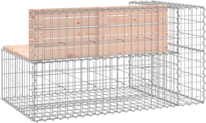 Outdoor Garden Bench, Solid Douglas Fir Wood Seating with Unique Gabion Design, 2-Person Weather-Resistant Bench for Patio, Backyard, and Terrace, Brown, 48-Inch