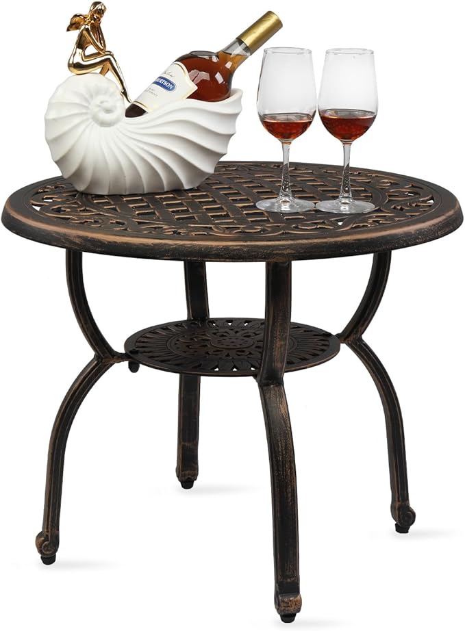 23.6” Cast Aluminum Outdoor Side Table - Photo 4