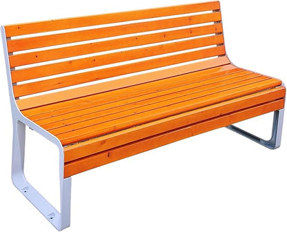 Outdoor 47in Bench Cast Aluminum Metal Garden Bench Weatherproof Weather Resistant Patio Bench Wooden Front Porch Bench(120 * 57cm(47.24 * 22.44in))