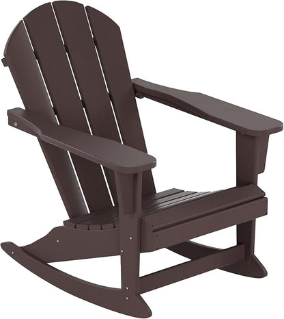 WestinTrends Malibu Outdoor Patio Porch Rocking Adirondack Chair (Set of 4), Dark Brown