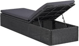Adjustable Rattan Sunlounger Black Dark Gray 77.9 x 23.6 x 32.9 in PE-Wicker Outdoor Chaise Lounge with Removable - Photo 5