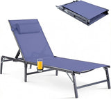 Foldable Chaise Lounge Chair with Cup Holder - Photo 1