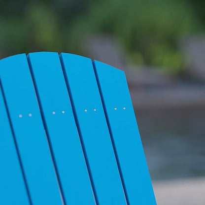 Merrick Lane Riviera Poly Resin Folding Adirondack Lounge Chair - Blue - Indoor/Outdoor - Weather Resistant