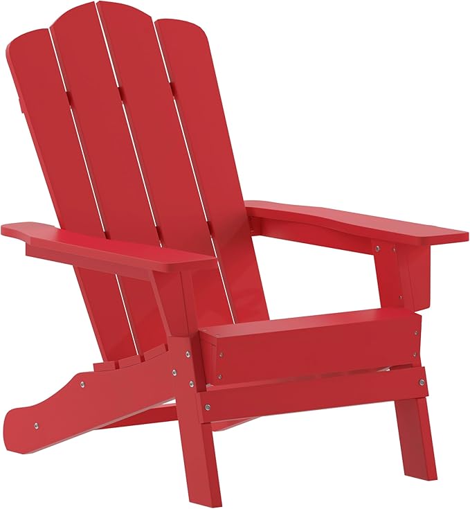 Flash Furniture Newport Adirondack Chairs with Cup Holders, Weather Resistant Poly Resin Adirondack Chairs, Set of 4 - Photo 1
