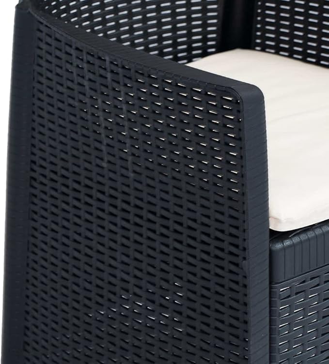 Balcony Furniture Outdoor Wicker Chair Patio Chairs for Patio, Porch, Backyard, Balcony, Poolside and Garden Patio Chairs 2 pcs with Cushion Anthracite Plastic Rattan Look