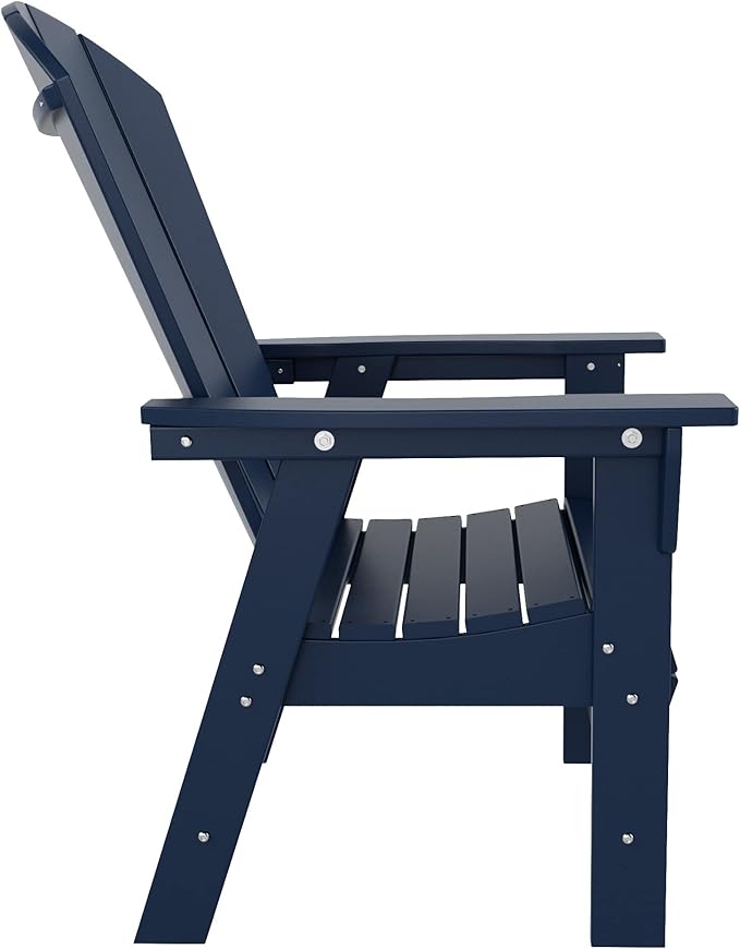 WestinTrends Malibu Outdoor Patio HDPE Plastic Adirondack Dining Chair Navy Blue - Photo 6