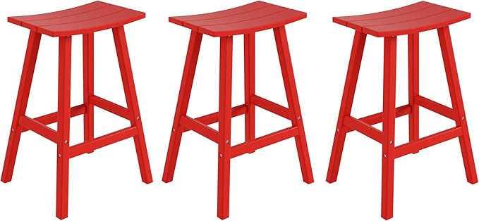 WestinTrends Malibu Malibu 29 Inch High Backless Seat Bar Stools (Set of 3), Red