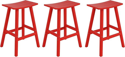 WestinTrends Malibu Malibu 29 Inch High Backless Seat Bar Stools (Set of 3), Red