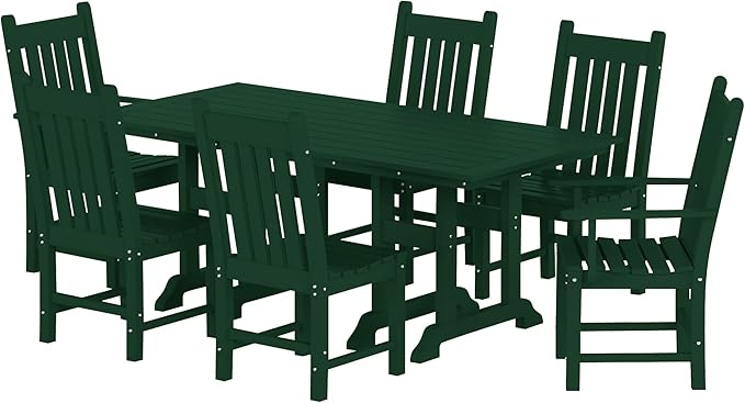 Costaelm Armless Outdoor Chair, Patio Adirondack Chair, HDPE Poly Lumber Waterproof Restaurant Bistro Kitchen Dining Chair for Outside Porch Backyard Garden, Dark Green