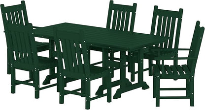 Costaelm Armless Outdoor Chair, Patio Adirondack Chair, HDPE Poly Lumber Waterproof Restaurant Bistro Kitchen Dining Chair for Outside Porch Backyard Garden, Dark Green