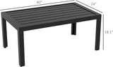 Outsunny Patio Coffee Table, Rectangle Outdoor Side Table with Steel Frame and Slat Tabletop for Garden, Balcony - Photo 3