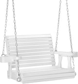 VINGLI Heavy Duty 440 LBS 1-Person Wooden Patio Porch Swing with Deeper Seat & Higher Backrest & Extra Cup Holder for - Photo 1